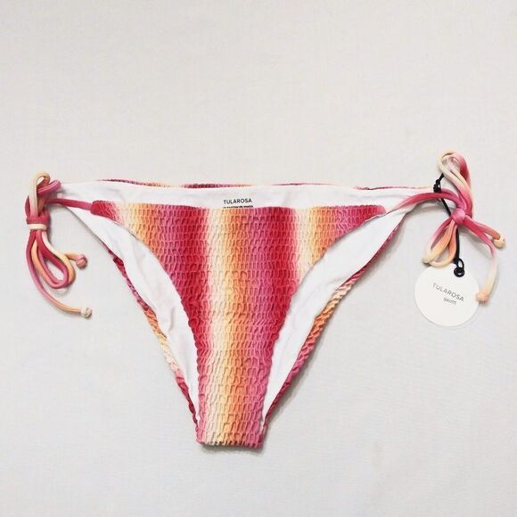 TULAROSA Britt Smocked Side Tie Swimsuit Bottom Retro Sun Ombre String Bikini XL - Picture 2 of 11